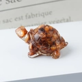 Cute transparent resin turtle craft figurine with brown and amber natural crystal stones - 59 Coffee Shell + Gold Foil