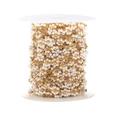 DIY colorful flower craft chain with white pearls and gold metal beads on spool - White Pearl
