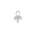 Silver charm pendant with three marquise-cut clear zircons in a leaf cluster design - CC193 Marquise Cluster / White Gold