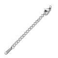 Silver stainless steel 7cm extension chain with lobster clasp and S-STEEL tag - Steel Teardrop Tag