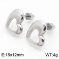 Boucles d'oreilles cœur évidé en argent en acier titane avec détails de taille 15x12mm - Argent (KE110657-Z)