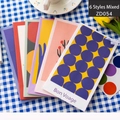 Set of 6 aesthetic paper gift bags with stickers featuring abstract patterns and floral motifs - 6-Design Set - Impressionist Oil Painting (Includes 6 Stickers)
