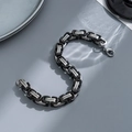 Men's Byzantine chain bracelet in black and silver steel with a classic lobster clasp - 5mm*22cm / Black