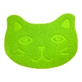 Green cat-shaped PVC litter mat with non-slip coil texture and cat face pattern - Cat / Grass Green