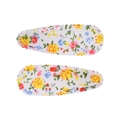 Lot de barrettes à fleurs colorées sur tissu blanc pour filles et enfants - Barrette Douce Fraîche (Lot de 2) / Fleurs Imprimées Multicolores