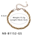 Vista dettagliata del bracciale a catena intrecciata bicolore con parametri di misura - Bracciale a Corda Intrecciata Bicolore Oro Argento (NB-B1152-GS)