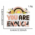Detail of sunflower rainbow embroidery patch with You Are Enough text in 5.8x6.4cm size - You Are Enough (31#)