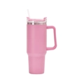 Pink 40oz stainless steel insulated tumbler with handle and straw on white background - 40oz Pink Generation / 40oz