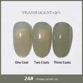 Vernis à ongles gel gris glacé translucide n°24 montrant les effets de une à trois couches - 24# Teint Translucide