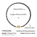 Detailed specs of the waterproof natural stone beaded necklace with dimensions and weight - Black Brown Agate Style (YYN025368)