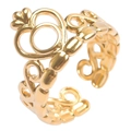 Detail of a hollow crown-shaped adjustable golden ring in polished stainless steel - Gold
