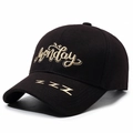 Gorra de béisbol negra de algodón con bordado Monday dorado e iconos Z en el lateral - Ajustable / Negro con bordado dorado