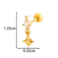 Gold stainless steel cartilage stud with rhombus zircon and hanging star pendant - Star with Rhombus Style(2605-8#) / Gold