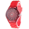 Macro detail of red silicone watch with 3D dial and textured sports strap - Red
