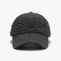 Distressed black vintage baseball cap with ripped details and frayed canvas texture - Adjustable / Dark Green