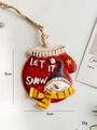 Roter Handschuh-Weihnachtsanhänger mit Schneemann-Relief und Let It Snow Schriftzug - Handschuh Schneemann