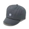 Detailed view of dark grey cotton baseball cap with white letter m 3D embroidery - M (56-58cm) / Gray