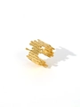 Detail of 18k gold plated stainless steel ring with irregular molten lava design - Lava Texture Style