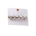 Silver zinc alloy hair clip with five textured spheres on a branded paper card - Silver Liquid Circle