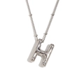 Polished silver balloon letter H pendant necklace with a sleek 3D metallic finish - Steel-Letter H