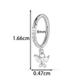 Silver G23 titanium hinged ear hoop with cubic zirconia butterfly pendant and size marks - Butterfly Pendant Style (T2547-3#Silver)