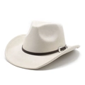 Classic beige suede cowboy hat featuring a brown leather band and engraved silver buckle - Off White