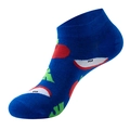 Blue low cut ankle socks featuring red apple slice pattern and green leaves cotton blend - One Size(37-44) / Blue Apple
