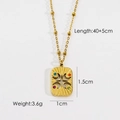 Detail of gold pendant featuring four colored gemstones and star cutout with measurements - Colorful Zircon Square Plate
