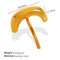 Golden titanium steel hair clip earring variant with 30.6mm by 17.7mm dimensions - FZ09 Gold