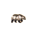 Bear-shaped enamel brooch featuring a night mountain forest scene with golden accents - Black Gold Bear Night