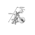G23 titanium labret stud with silver double star and clear zircons 1.05cm x 0.54cm size - Star Cluster Shape - Silver (T2543-5)