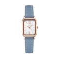Elegant square gold watch with white dial and blue leather strap for women - Blue Strap