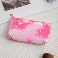 Pink quilted makeup bag with butterfly prints and gradient rainbow design for travel - Pink Rainbow / Small (18.5x12cm)