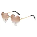Melting heart shaped sunglasses with gold metal frame and brown gradient lenses - Gradient Brown