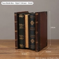 Vintage faux book box in brown and green with gold floral pattern, 14cm storage prop - Style F