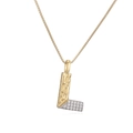Two-tone plated necklace with letter L pendant and cubic zirconia on golden box chain - L