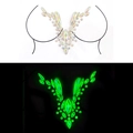 V-shaped luminous diamond breast jewels with iridescent rhinestones for music festivals - YGXT-14