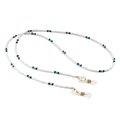 Handgefertigte Brillenkette mit weißen, blauen und schwarzen Perlen und Goldösen - Blau