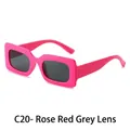 Retro square jelly rose red sunglasses with dark grey lenses for fashion hip-hop style - Rose Red Frame Grey Lens