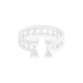 Elegant S925 sterling silver hollow bowknot open ring with refined geometric diamond patterns - Size 13 (Adjustable Open) / Silver