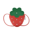 Mini borsa a tracolla a forma di fragola per bambini con strass argentati brillanti - Rosso
