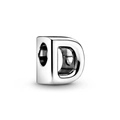 Silver letter D metal charm bead for DIY personalized bracelet jewelry making - Letter D