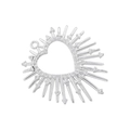 Détail du pendentif en forme de cœur évidé avec rayons solaires et zircons brillants - VD1352 Cœur Platine