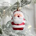 Set of 2 Santa Claus tree ornaments in red and white with glitter and glazed finish - Santa Claus
