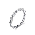 Anello in argento sterling S925 con cuori traforati e accenti in zircone scintillante - US 5 / Pave di Cuore Collegato(RHR1093)