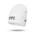Bonnet en tricot blanc avec broderie NYC et 1987 noire pour la mode automne-hiver - Taille unique / Blanc