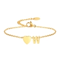 Elegant gold stainless steel heart bracelet with letter W charm and adjustable lobster clasp - Letter W
