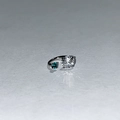 Polished silver open ring featuring brilliant round white and square emerald green stones - Green + White Zircon