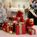 7-piece Christmas gift box set in red and gold with satin ribbons for holiday decor - Red & Gold Series 7-Piece Set