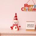 Muñeco de nieve de Navidad brillante con gorro de cuadros rojos y luces LED cálidas - Con Luces LED / 35cm